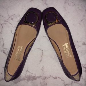 Salvator Ferragamo Patent Leather Embellished Flat